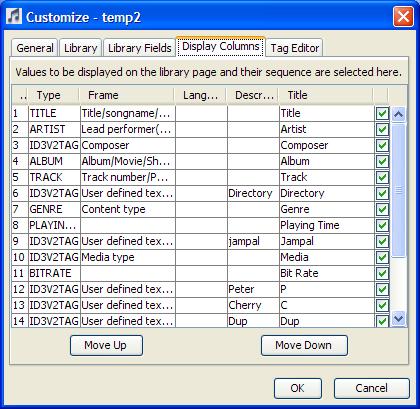 Display Columns Tab