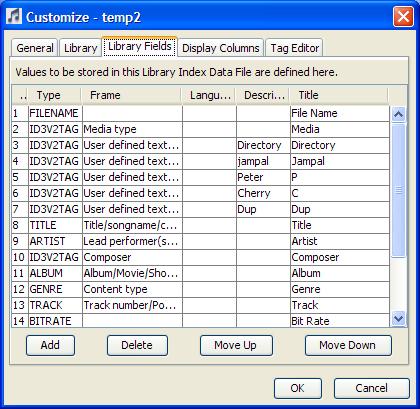 Library Fields Tab